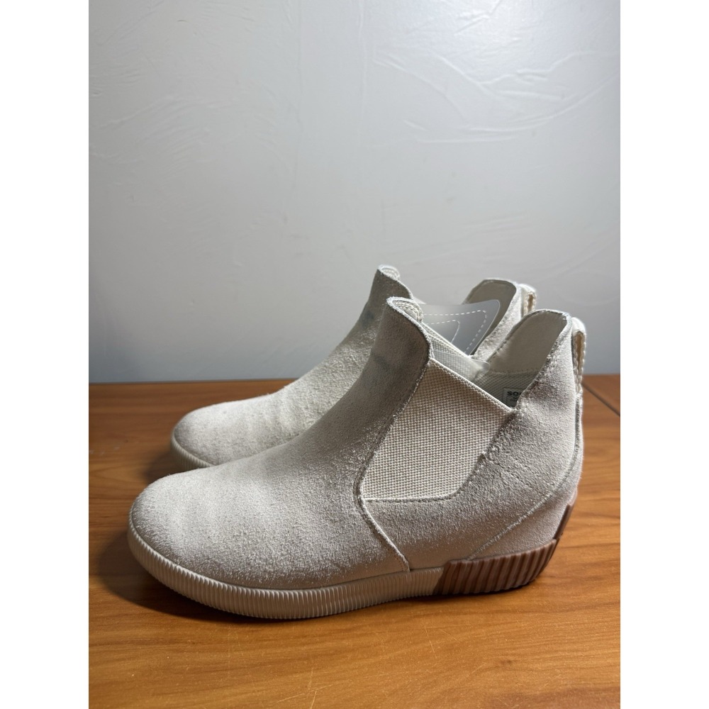 Sorel Out N About Wedge Slip-On Boot Suede Women's Calia Cream White Size US 7.5